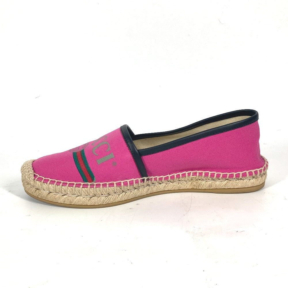GUCCI 525882 canvas pink logo flat shoes 36.5