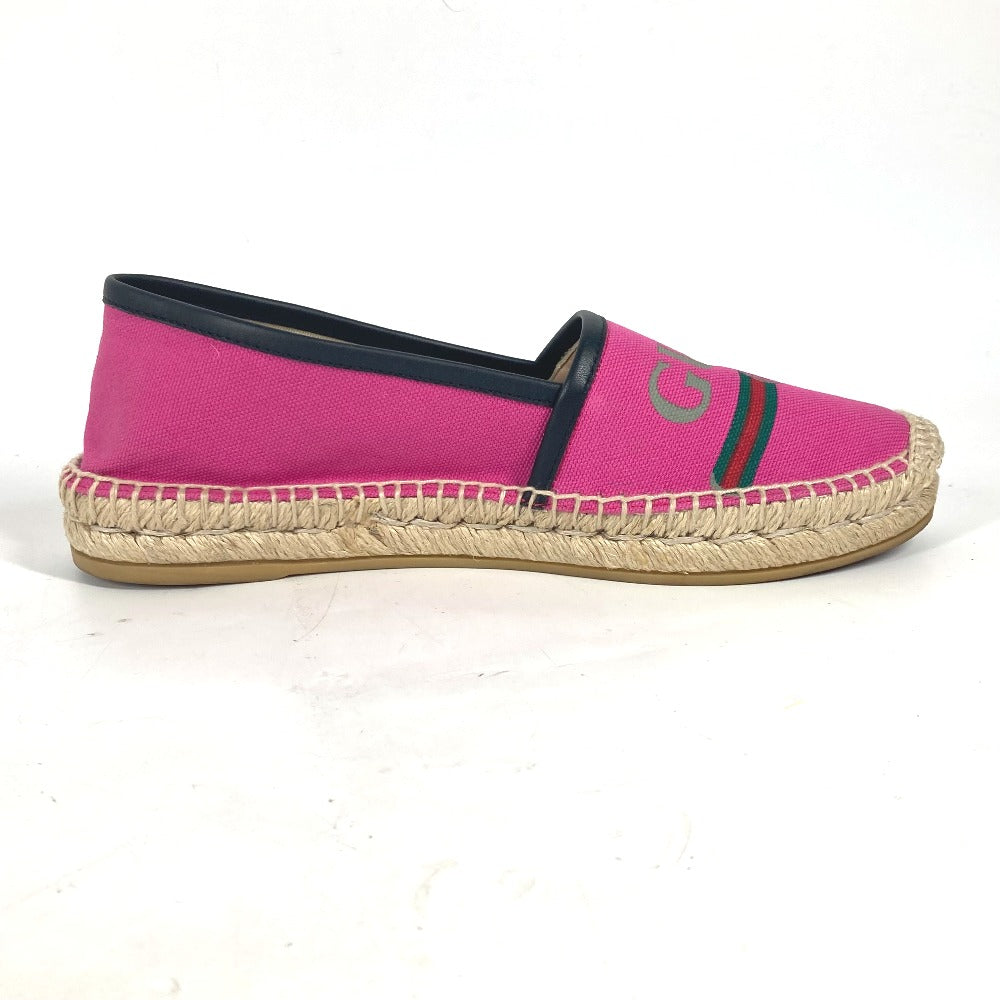 GUCCI 525882 canvas pink logo flat shoes 36.5