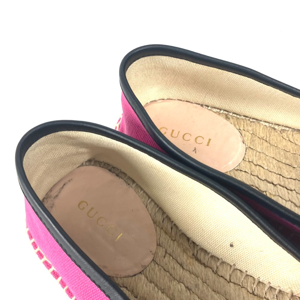 GUCCI 525882 canvas pink logo flat shoes 36.5