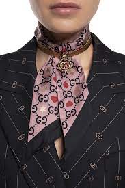 Gucci Patterned Silk Neck Bow with GG, Hearts and Stars