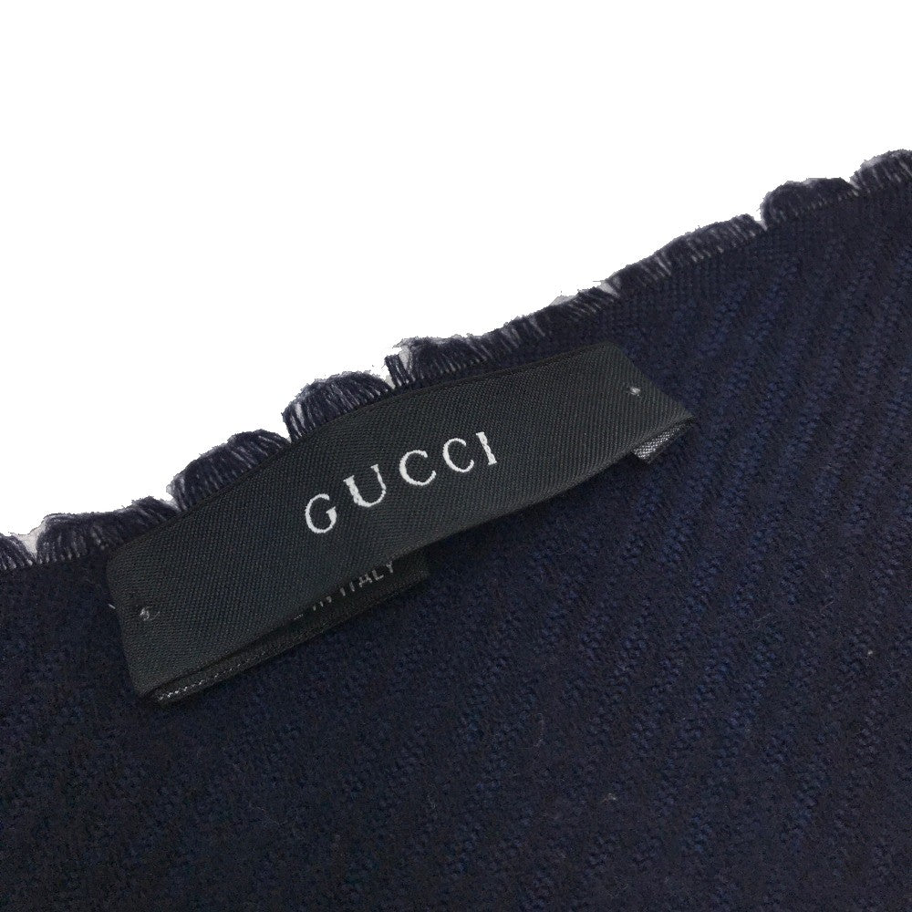 GUCCI Scarf Wool, Silk Navy type Men's Women's Unisex Sherry line unisex(Unisex) Used