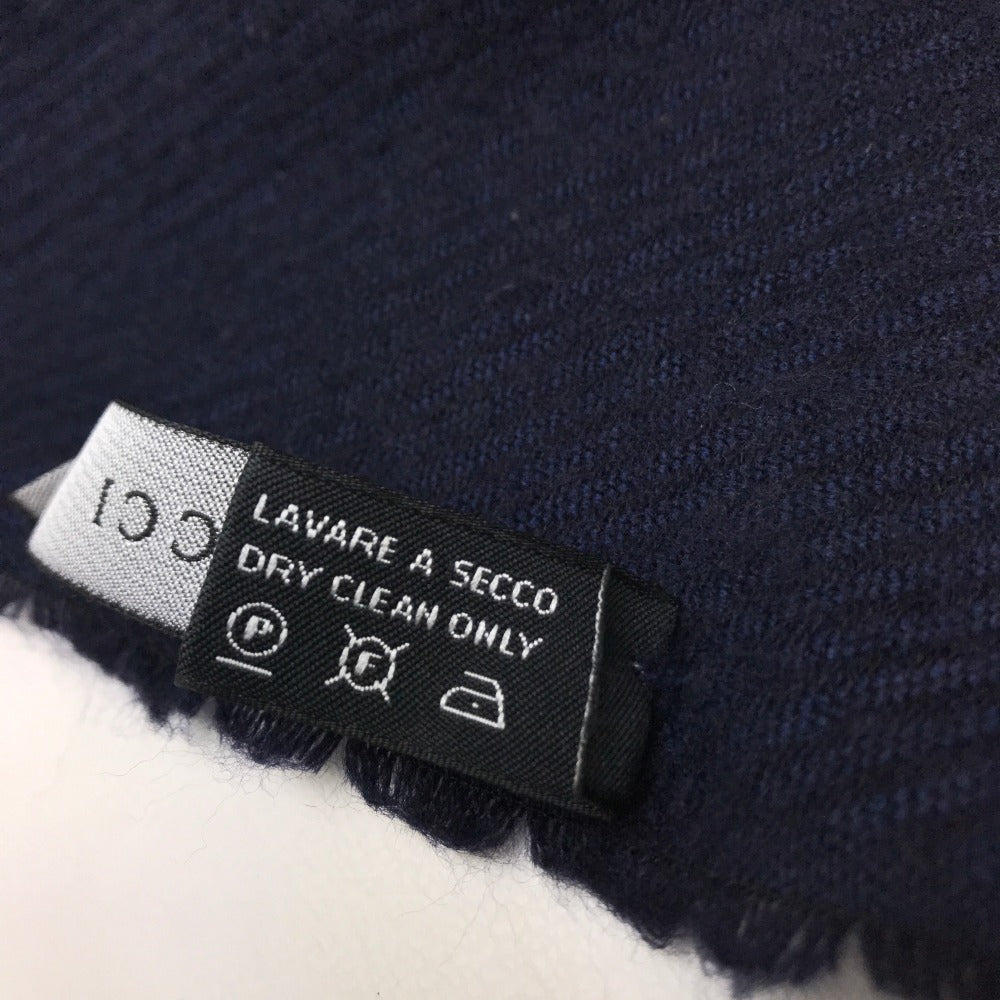 GUCCI Scarf Wool, Silk Navy type Men's Women's Unisex Sherry line unisex(Unisex) Used