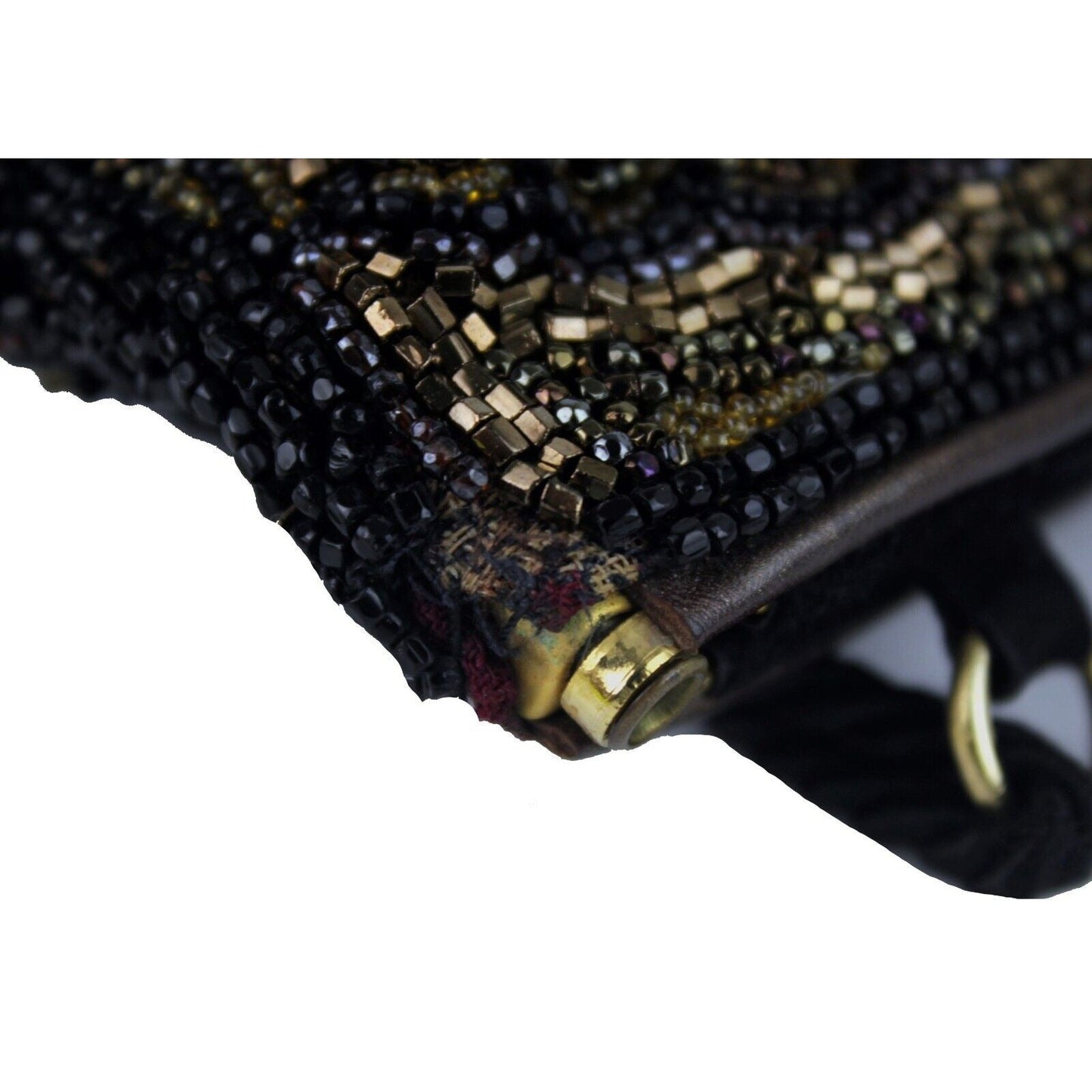 Gucci beaded black silk/satin pouch style cross body