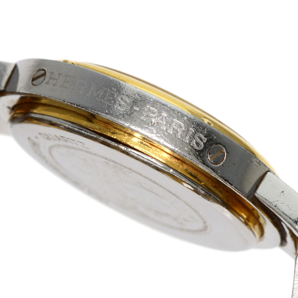 HERMES Watches Quartz Stainless Steel , SSxGP gold Clipper Old Belt Ivory dial Women Used