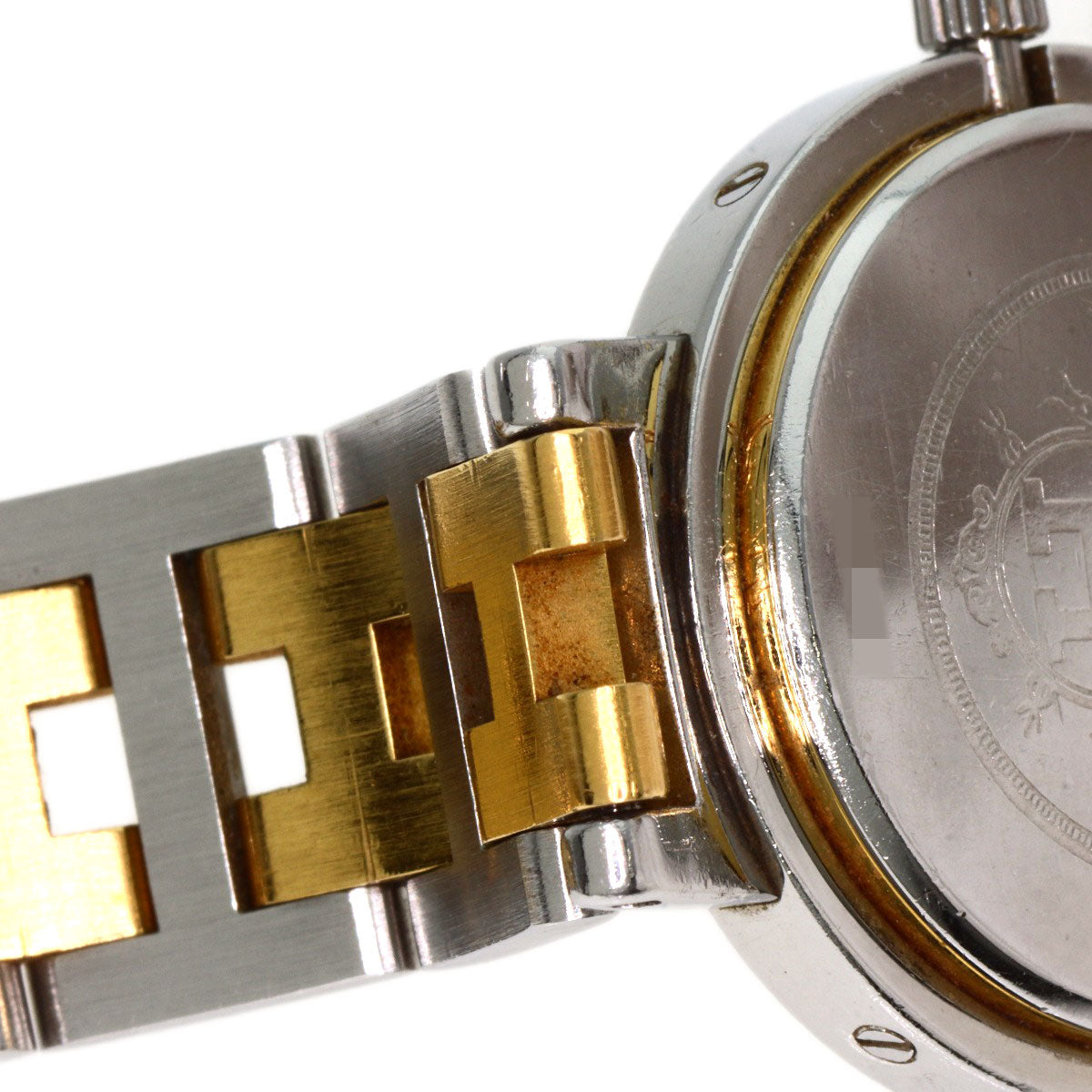 HERMES Watches Quartz Stainless Steel , SSxGP gold Clipper Old Belt Ivory dial Women Used