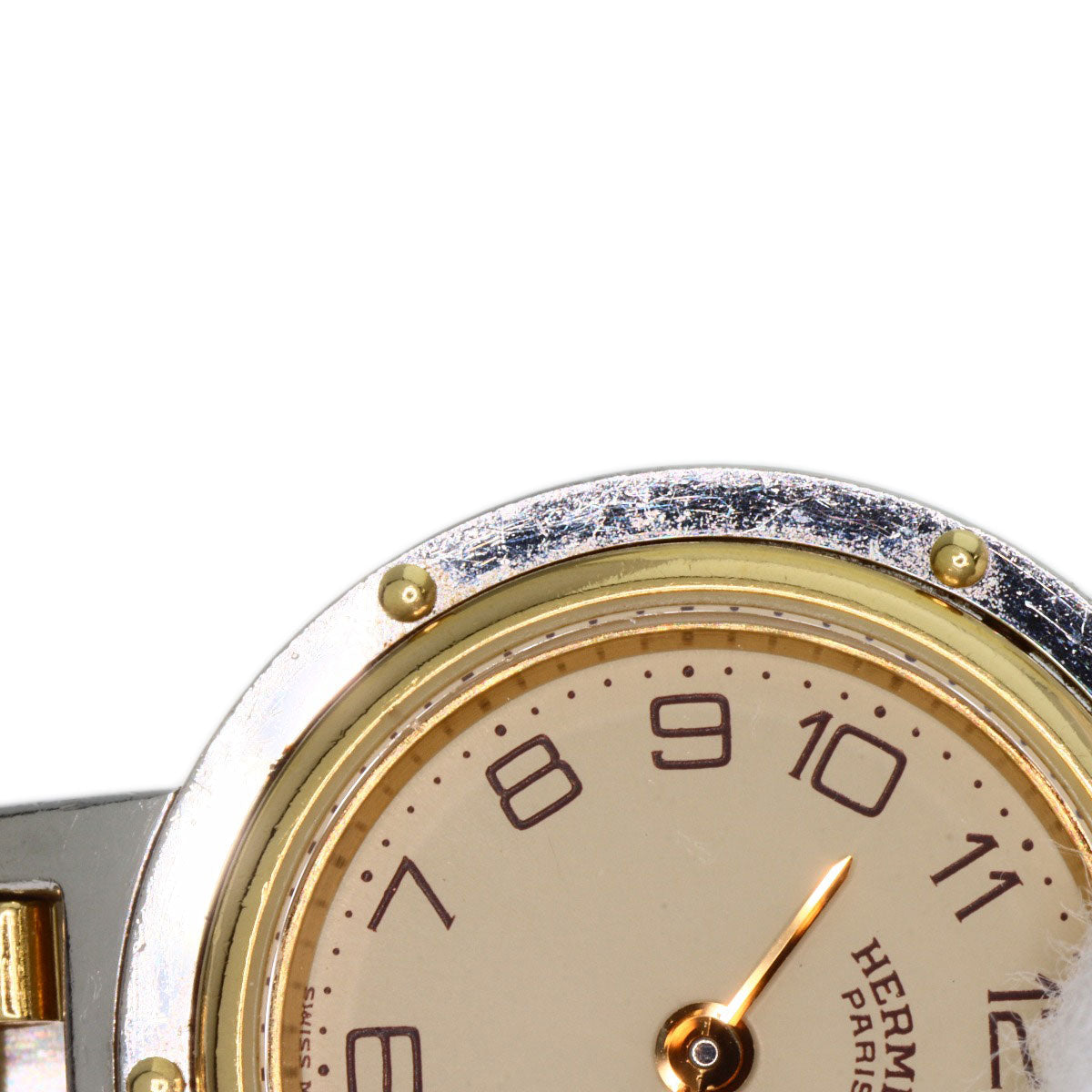 HERMES Watches Quartz Stainless Steel , SSxGP gold Clipper Old Belt Ivory dial Women Used