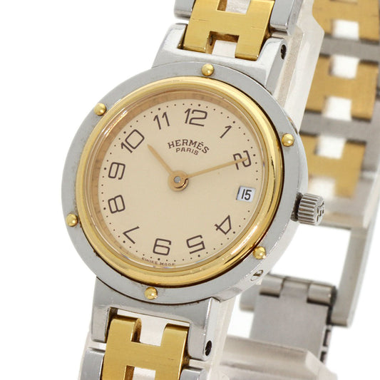 HERMES Watches Quartz Stainless Steel , SSxGP gold Clipper Old Belt Ivory dial Women Used