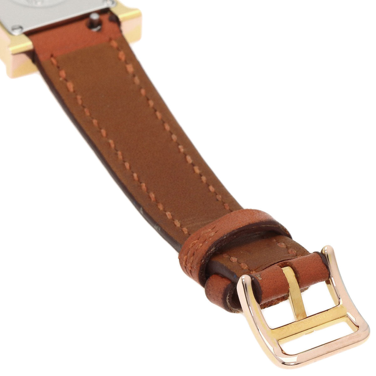 HERMES Watches Quartz HH1.101 PGP, leather gold H watch mini white dial Women Used