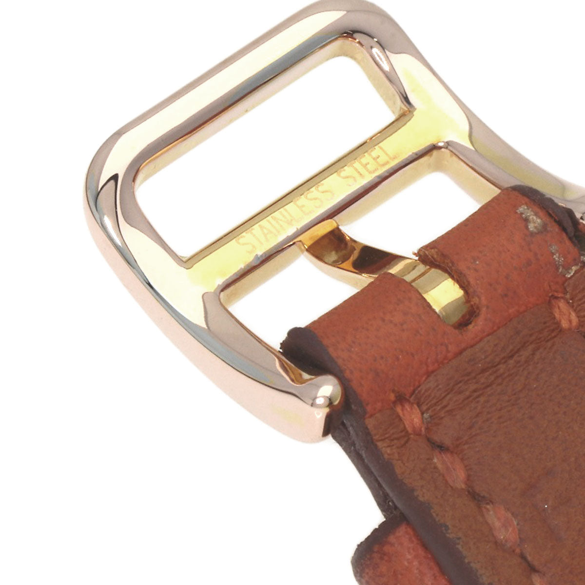 HERMES Watches Quartz HH1.101 PGP, leather gold H watch mini white dial Women Used