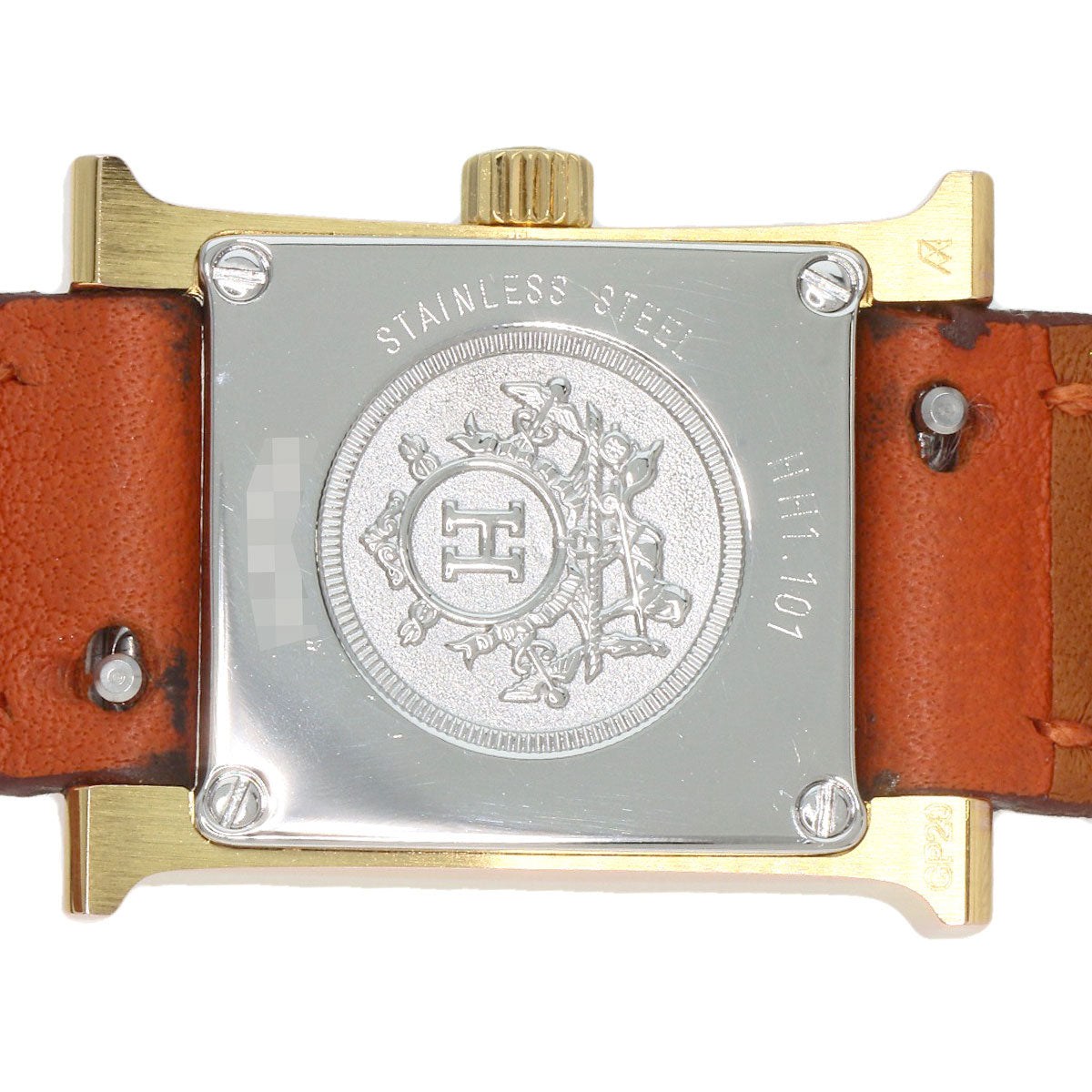 HERMES Watches Quartz HH1.101 PGP, leather gold H watch mini white dial Women Used