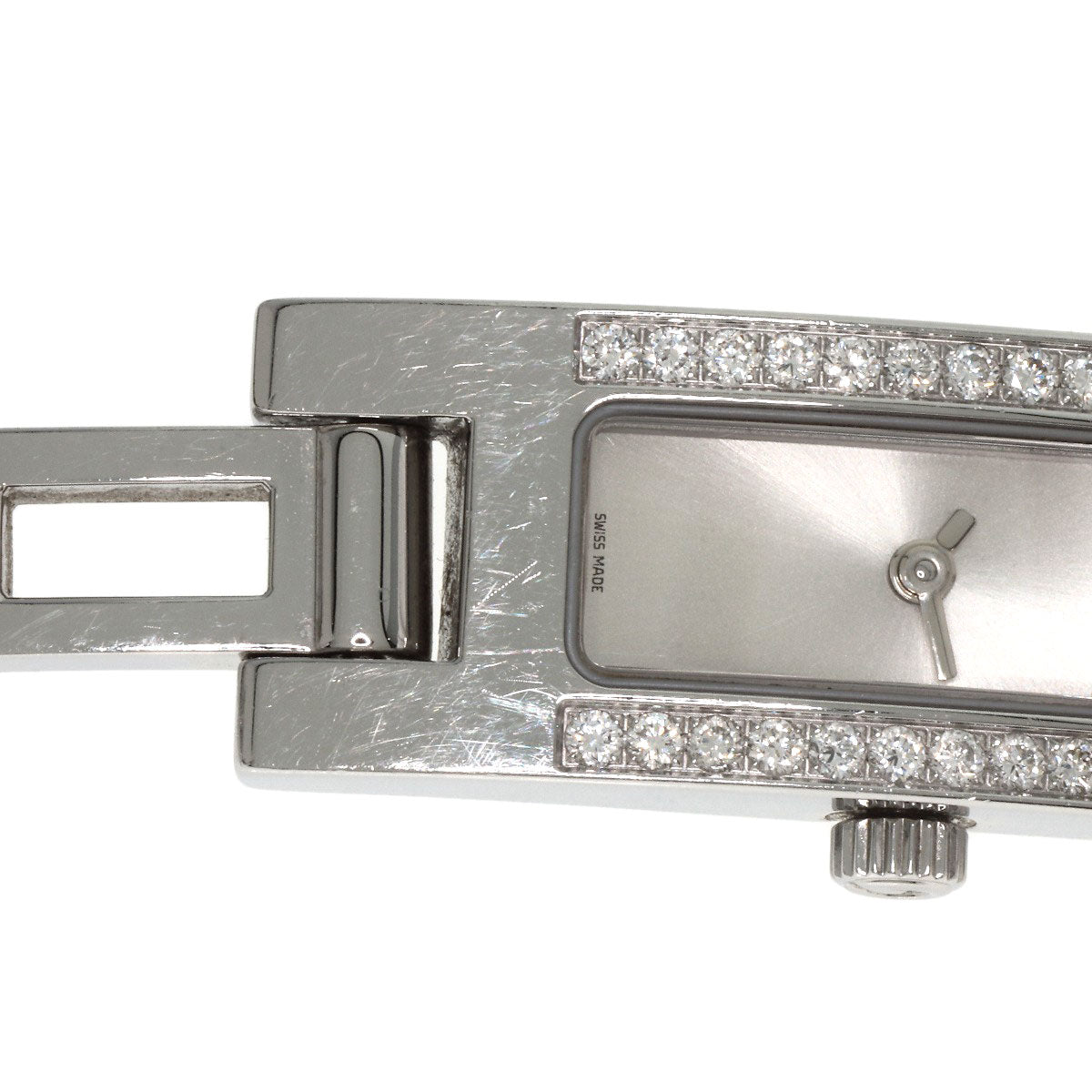 GUCCI Watches Quartz 3900L Stainless Steel , Stainless Steel Silver Diamond Bezel Silver dial Women Used