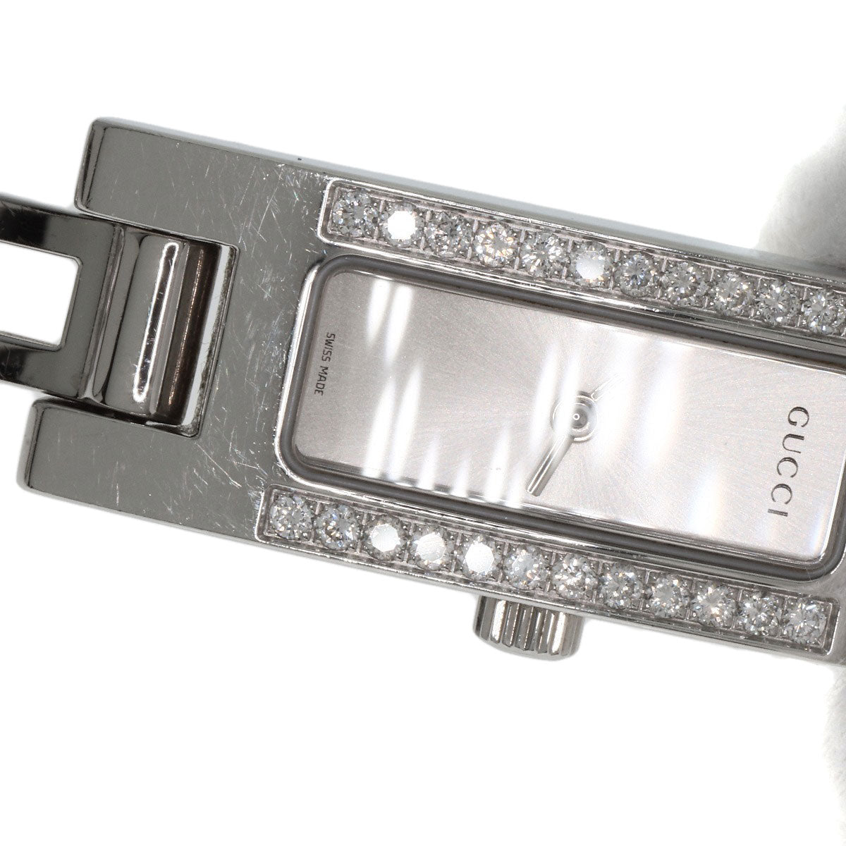 GUCCI Watches Quartz 3900L Stainless Steel , Stainless Steel Silver Diamond Bezel Silver dial Women Used