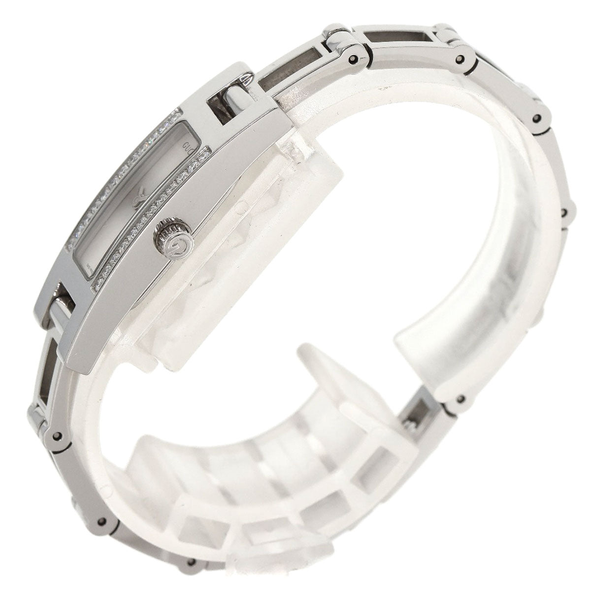 GUCCI Watches Quartz 3900L Stainless Steel , Stainless Steel Silver Diamond Bezel Silver dial Women Used