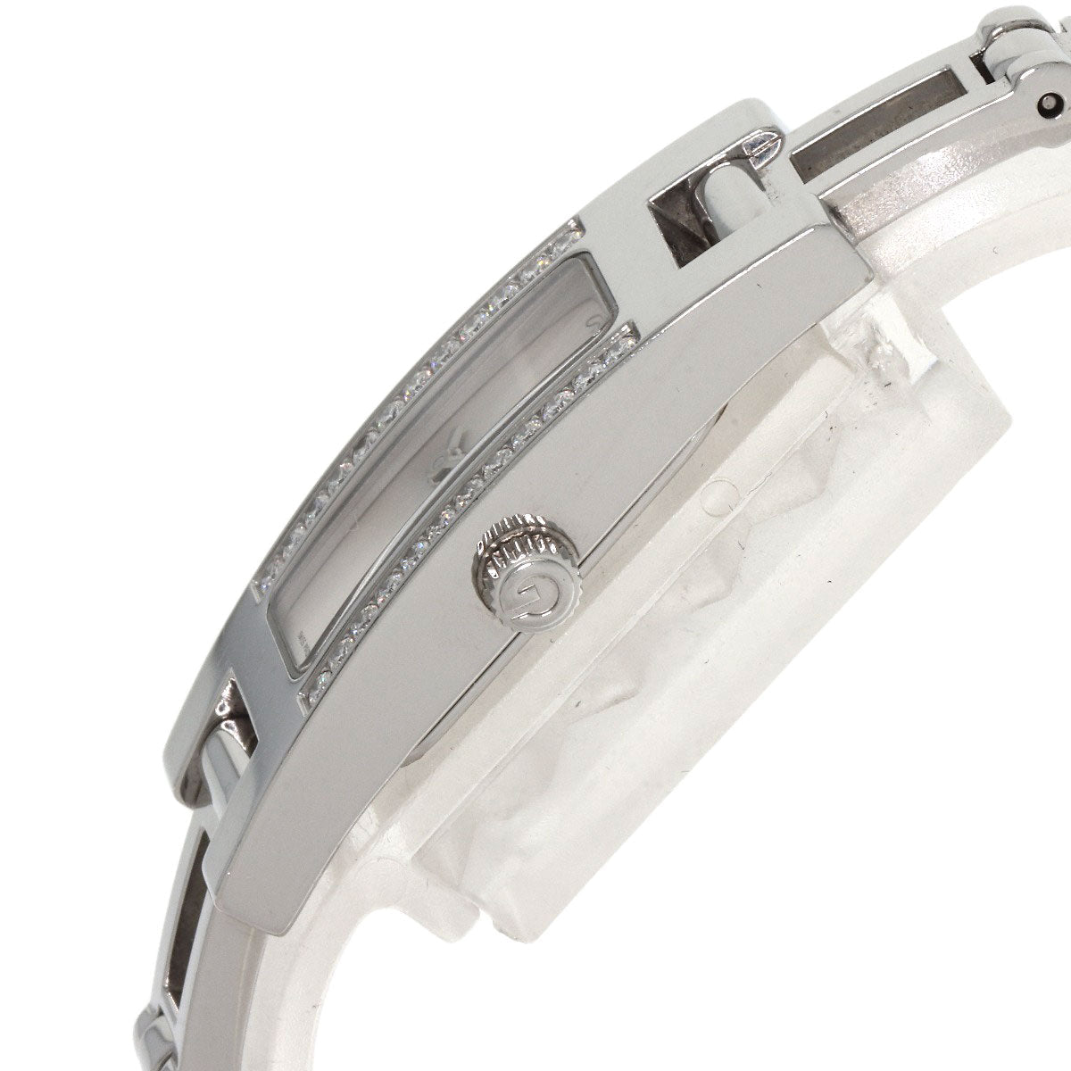GUCCI Watches Quartz 3900L Stainless Steel , Stainless Steel Silver Diamond Bezel Silver dial Women Used