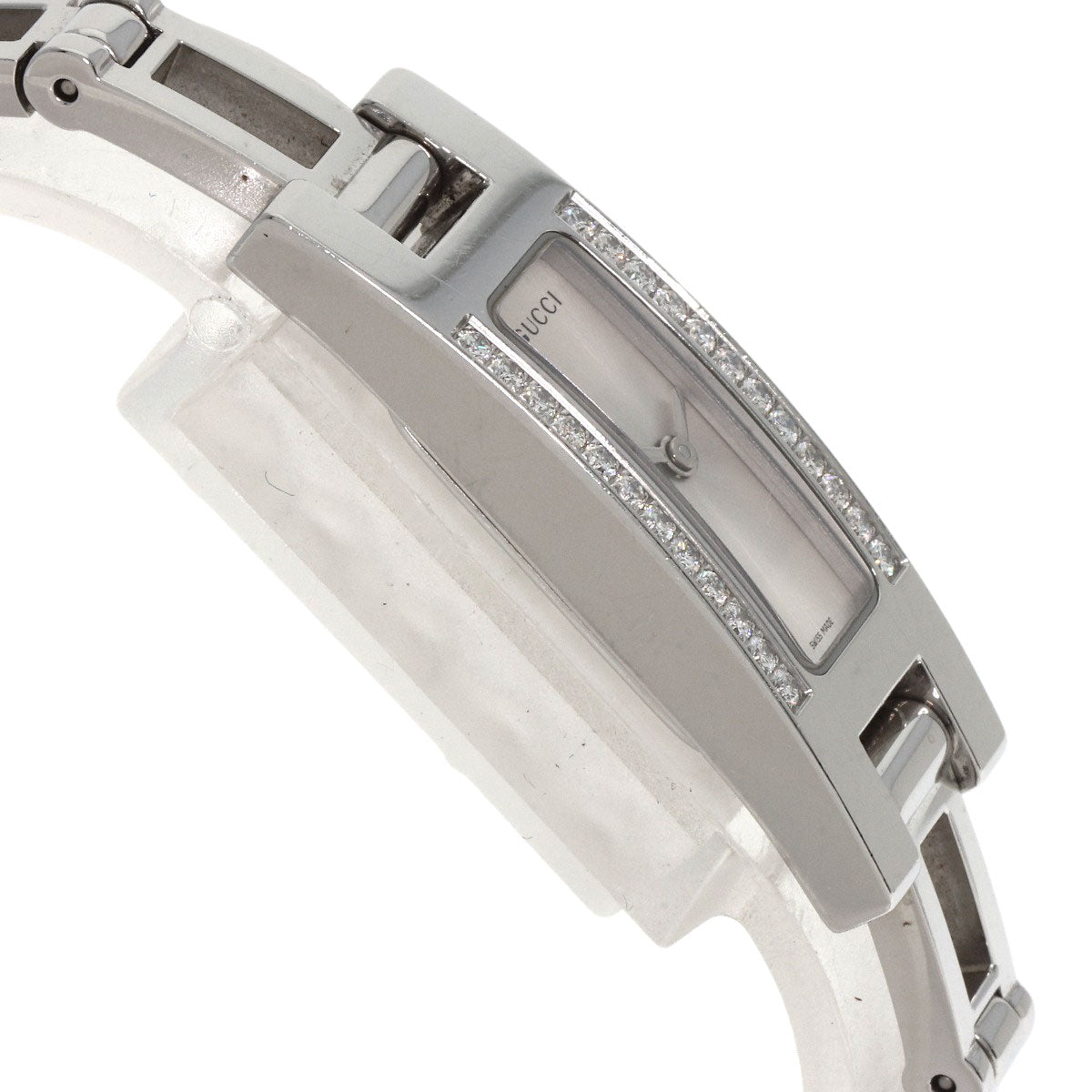 GUCCI Watches Quartz 3900L Stainless Steel , Stainless Steel Silver Diamond Bezel Silver dial Women Used