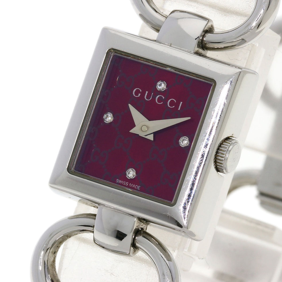 GUCCI Watches Quartz 120 Stainless Steel , Stainless Steel Silver Tornavoni 4P Diamond Red dial Women Used