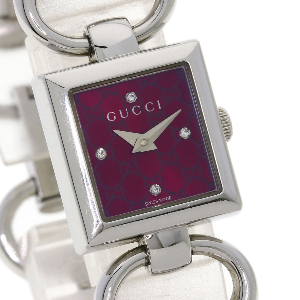 GUCCI Watches Quartz 120 Stainless Steel , Stainless Steel Silver Tornavoni 4P Diamond Red dial Women Used