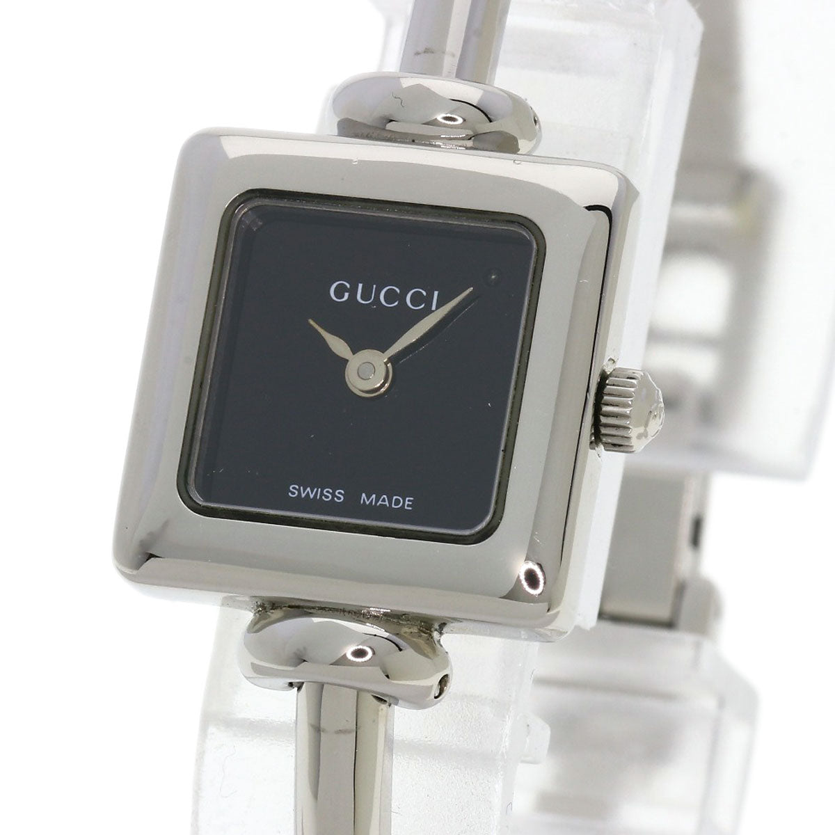 GUCCI Watches Quartz Stainless Steel , Stainless Steel Silver 1900L black dial Women Used