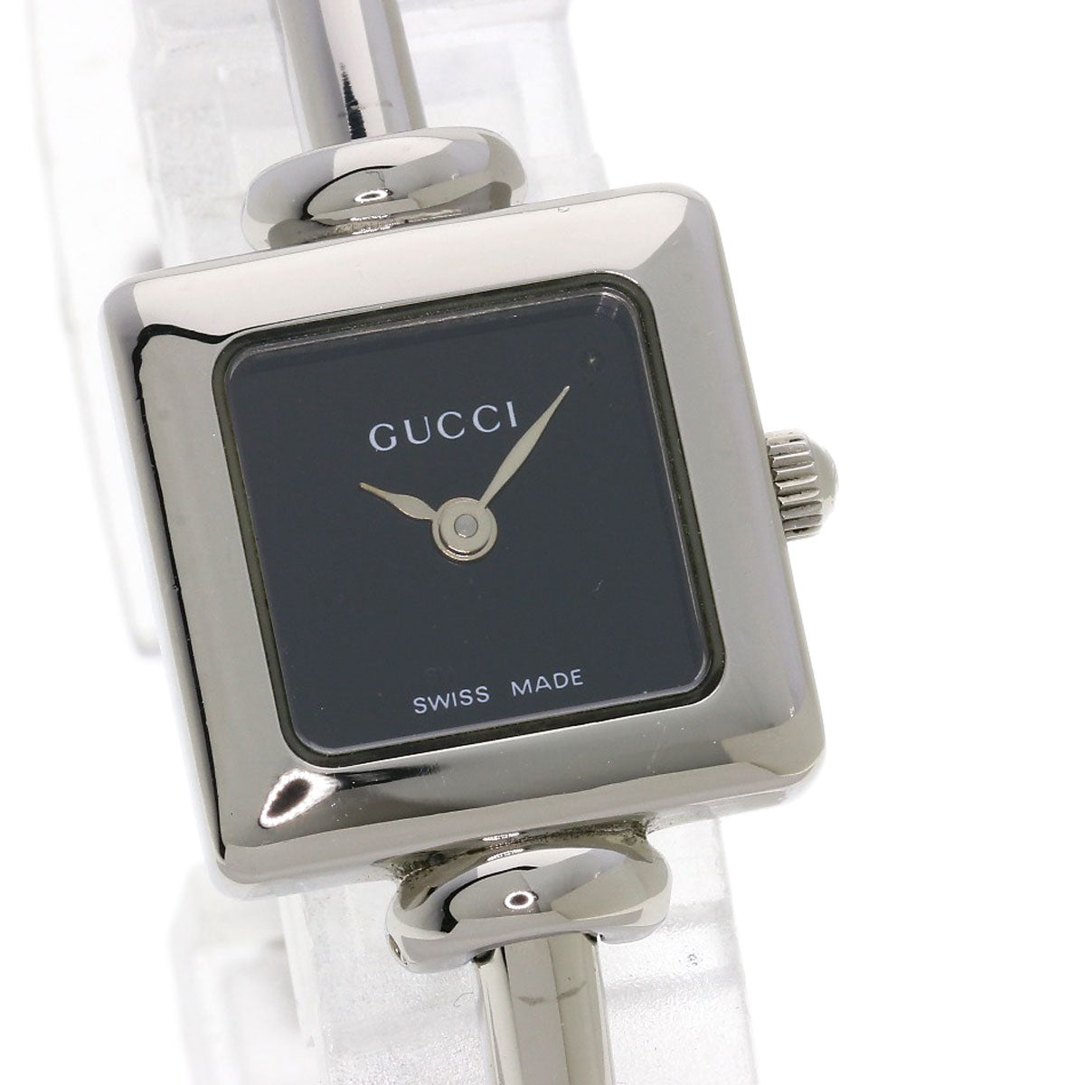 GUCCI Watches Quartz Stainless Steel , Stainless Steel Silver 1900L black dial Women Used