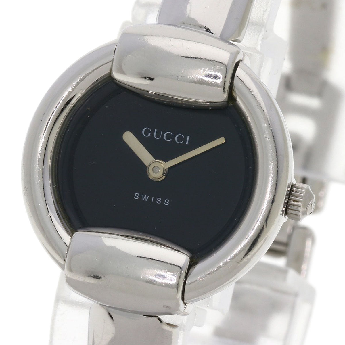GUCCI Watches Quartz Stainless Steel , Stainless Steel Silver 1400L black dial Women Used