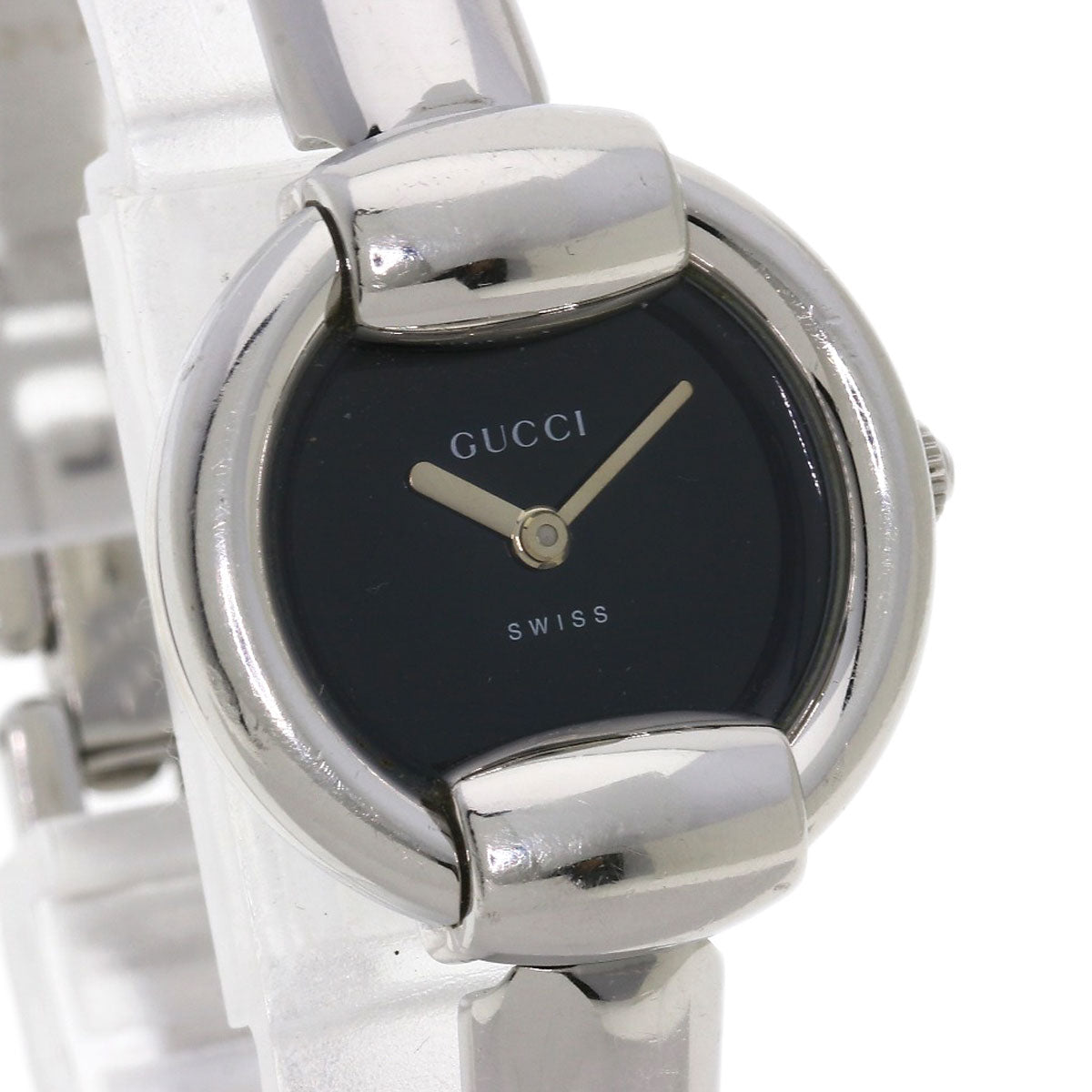 GUCCI Watches Quartz Stainless Steel , Stainless Steel Silver 1400L black dial Women Used