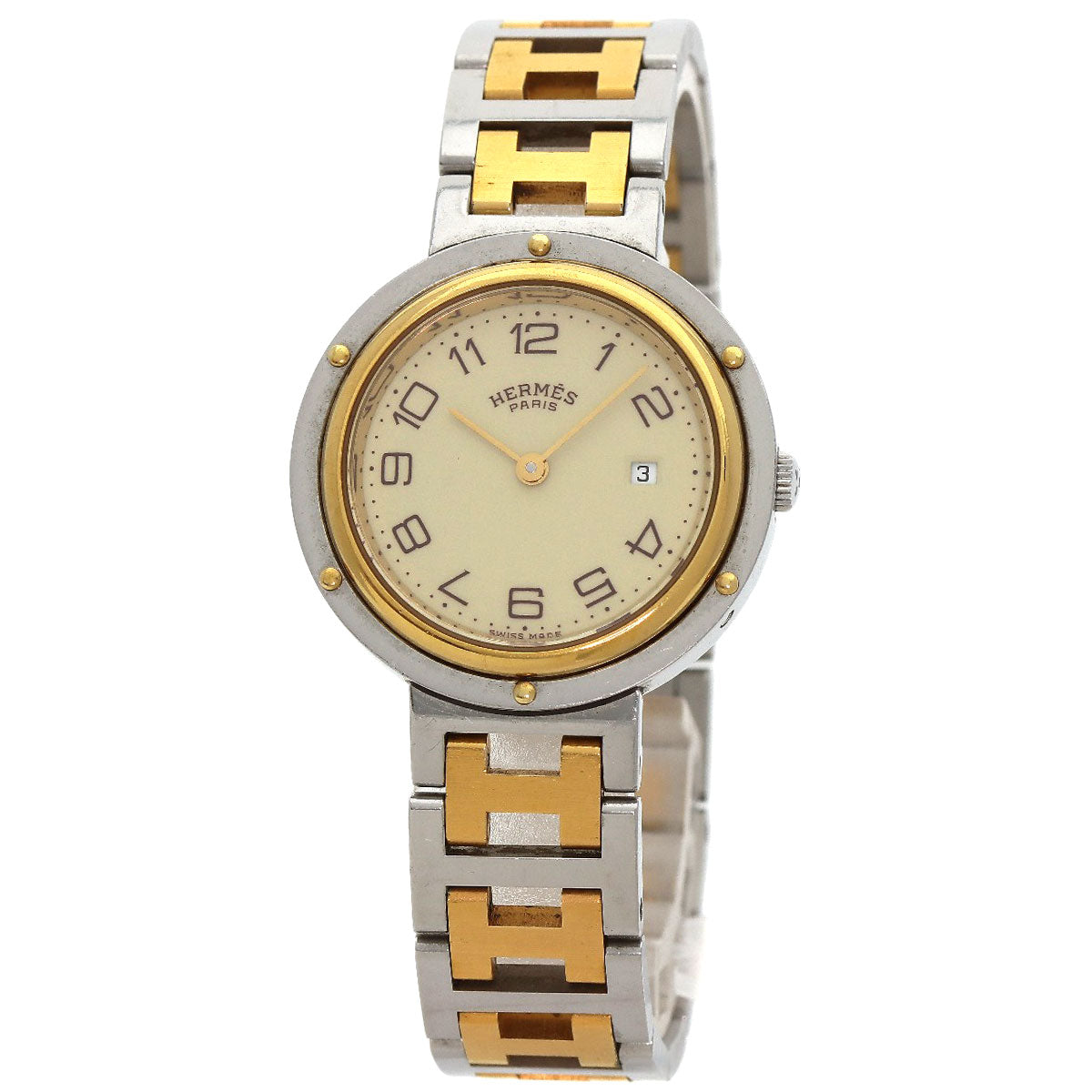 HERMES Watches Quartz Stainless Steel , SSxGP gold Clipper Ivory dial Women Used
