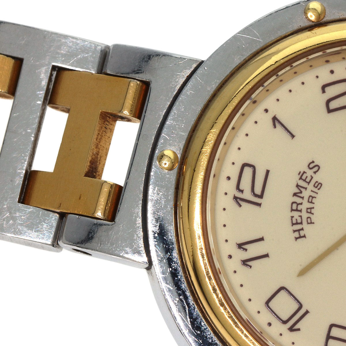 HERMES Watches Quartz Stainless Steel , SSxGP gold Clipper Ivory dial Women Used