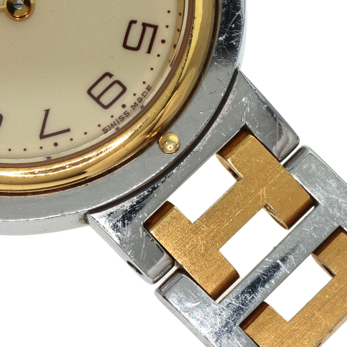 HERMES Watches Quartz Stainless Steel , SSxGP gold Clipper Ivory dial Women Used