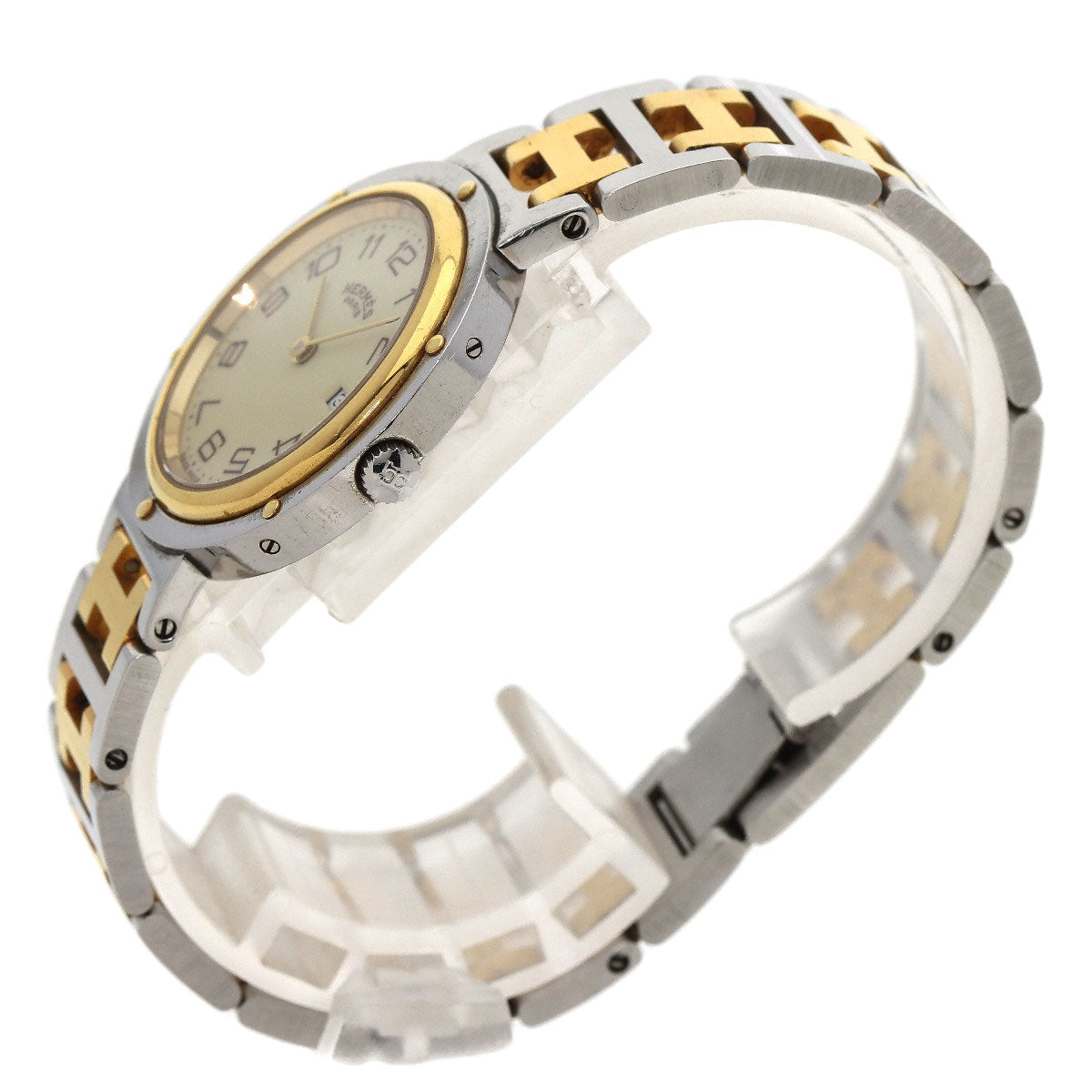 HERMES Watches Quartz Stainless Steel , SSxGP gold Clipper Ivory dial Women Used