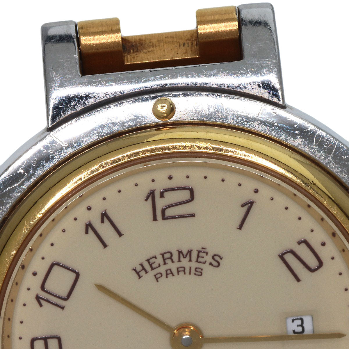 HERMES Watches Quartz Stainless Steel , SSxGP gold Clipper Ivory dial Women Used