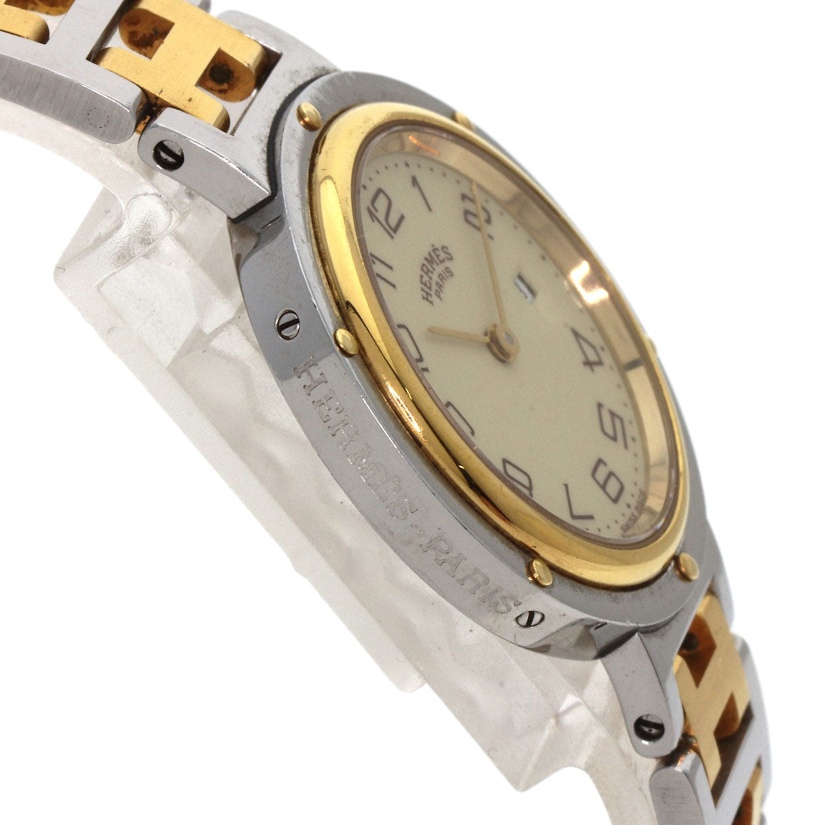 HERMES Watches Quartz Stainless Steel , SSxGP gold Clipper Ivory dial Women Used