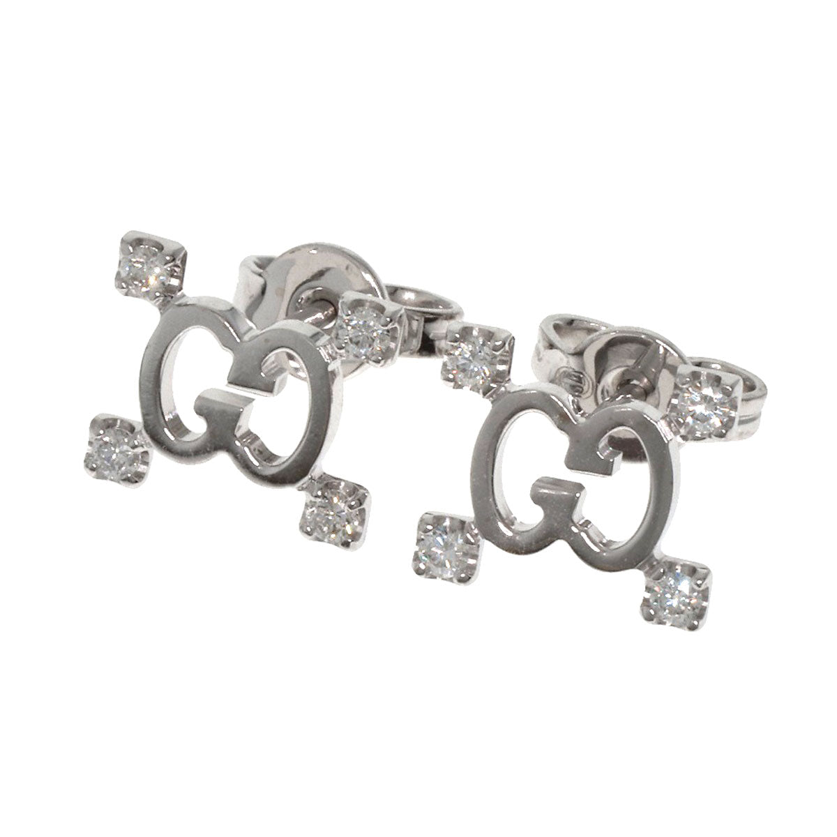 GUCCI Pierce K18WG Silver GG logo diamond