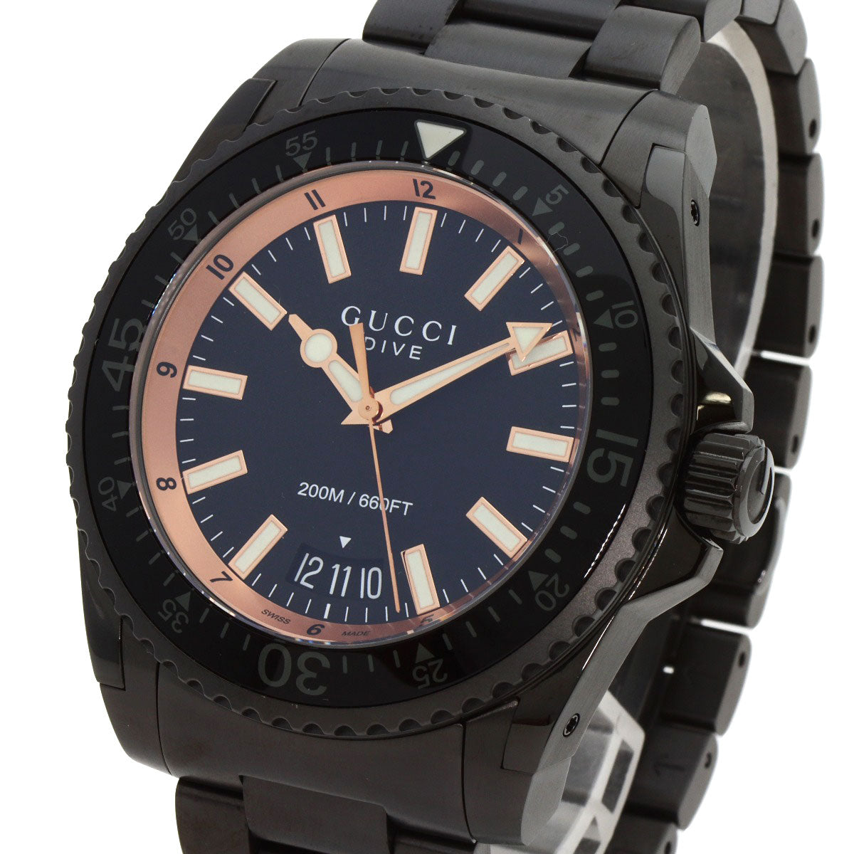 GUCCI Watches Quartz YA136.2 Stainless Steel , Stainless Steel black Dive black dial mens Used