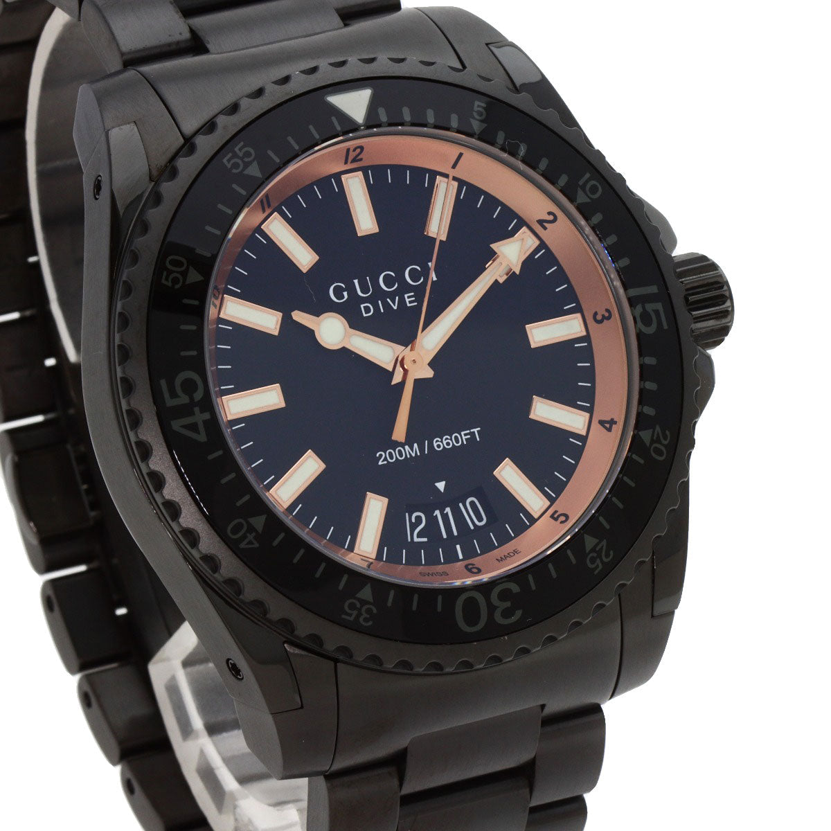 GUCCI Watches Quartz YA136.2 Stainless Steel , Stainless Steel black Dive black dial mens Used