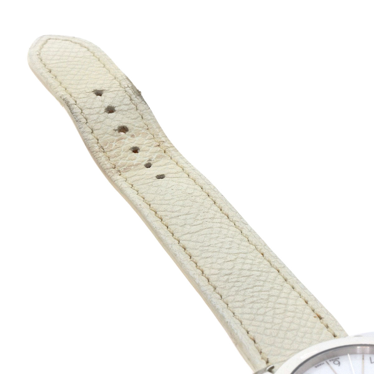 HERMES Watches Quartz HR1.510 Stainless Steel, Leather Silver H watch Rondo white dial Women Used