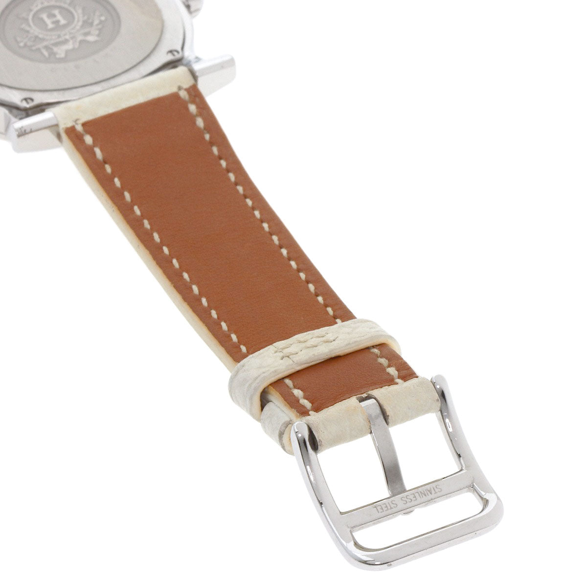 HERMES Watches Quartz HR1.510 Stainless Steel, Leather Silver H watch Rondo white dial Women Used