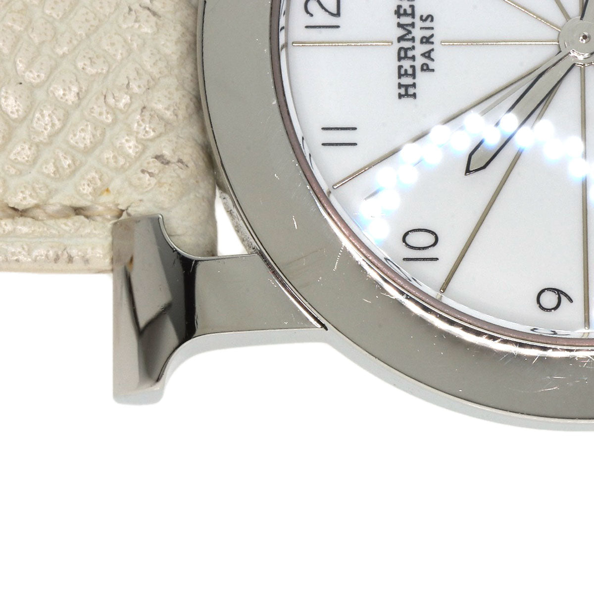 HERMES Watches Quartz HR1.510 Stainless Steel, Leather Silver H watch Rondo white dial Women Used