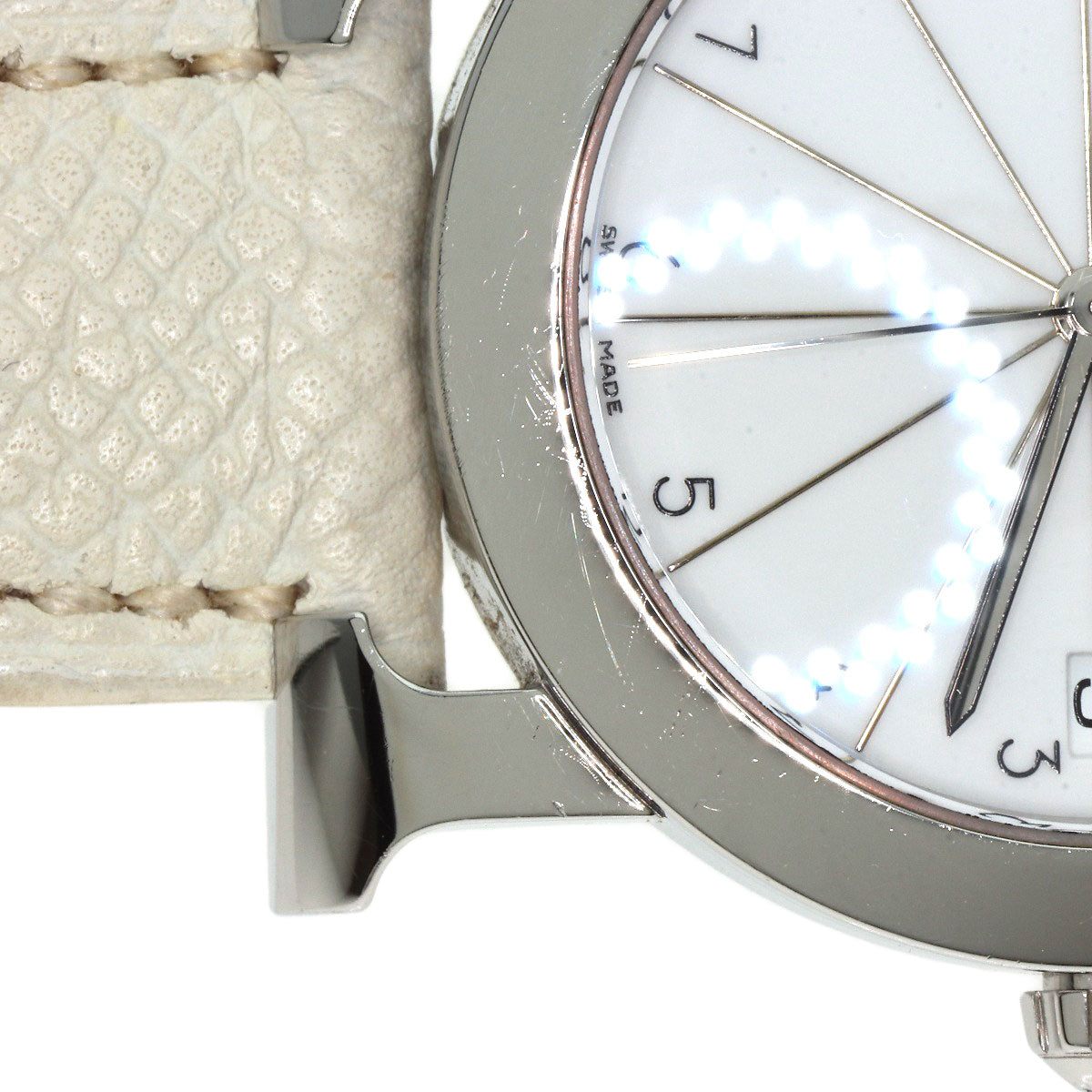 HERMES Watches Quartz HR1.510 Stainless Steel, Leather Silver H watch Rondo white dial Women Used
