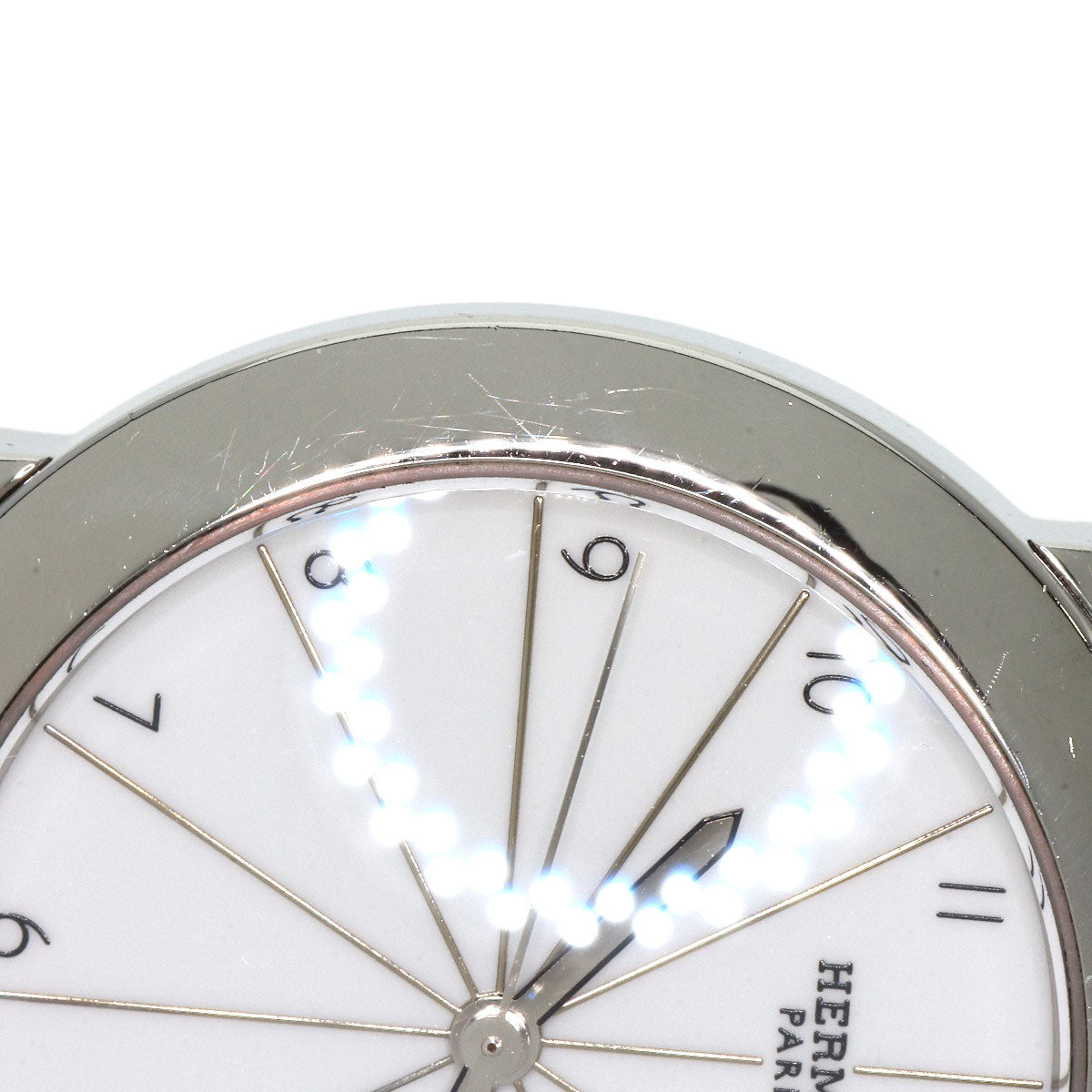 HERMES Watches Quartz HR1.510 Stainless Steel, Leather Silver H watch Rondo white dial Women Used