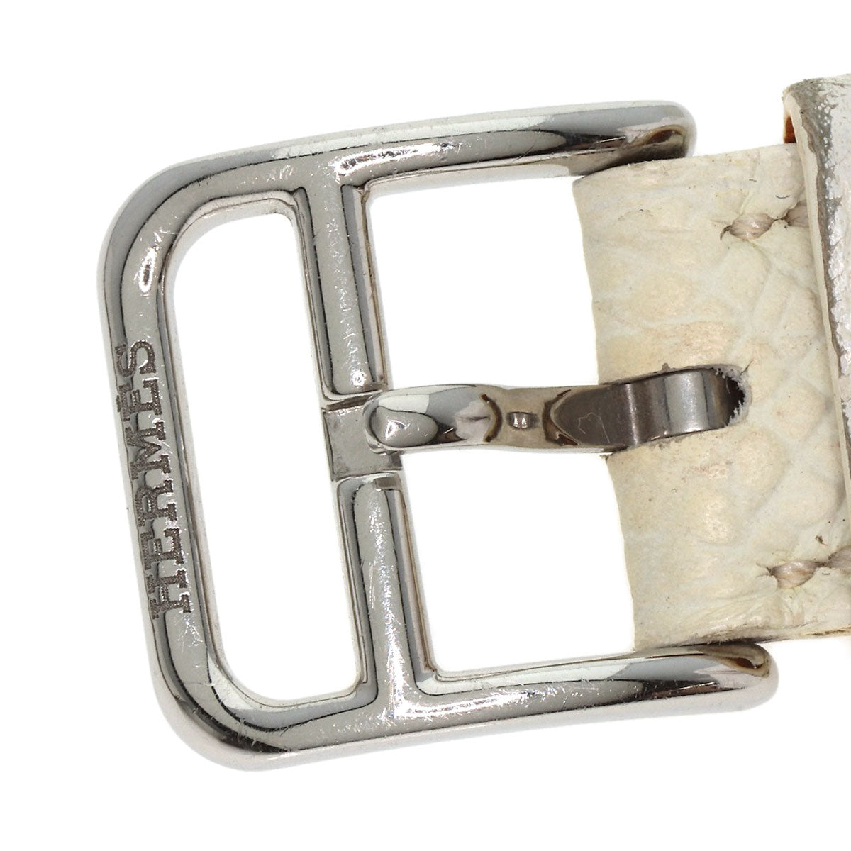 HERMES Watches Quartz HR1.510 Stainless Steel, Leather Silver H watch Rondo white dial Women Used