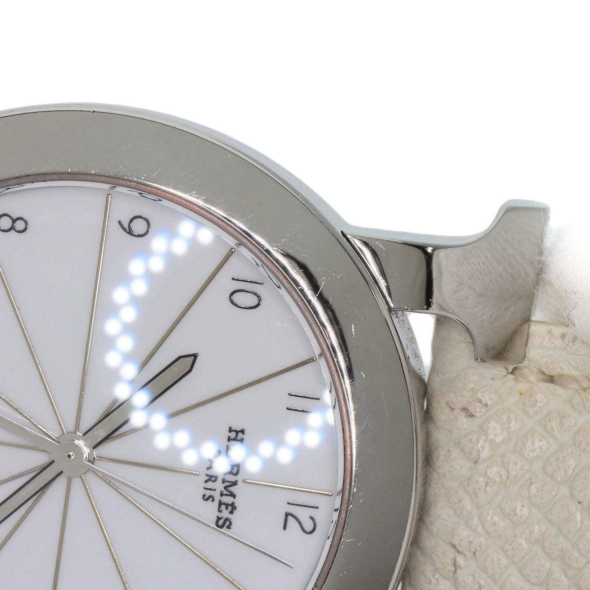 HERMES Watches Quartz HR1.510 Stainless Steel, Leather Silver H watch Rondo white dial Women Used