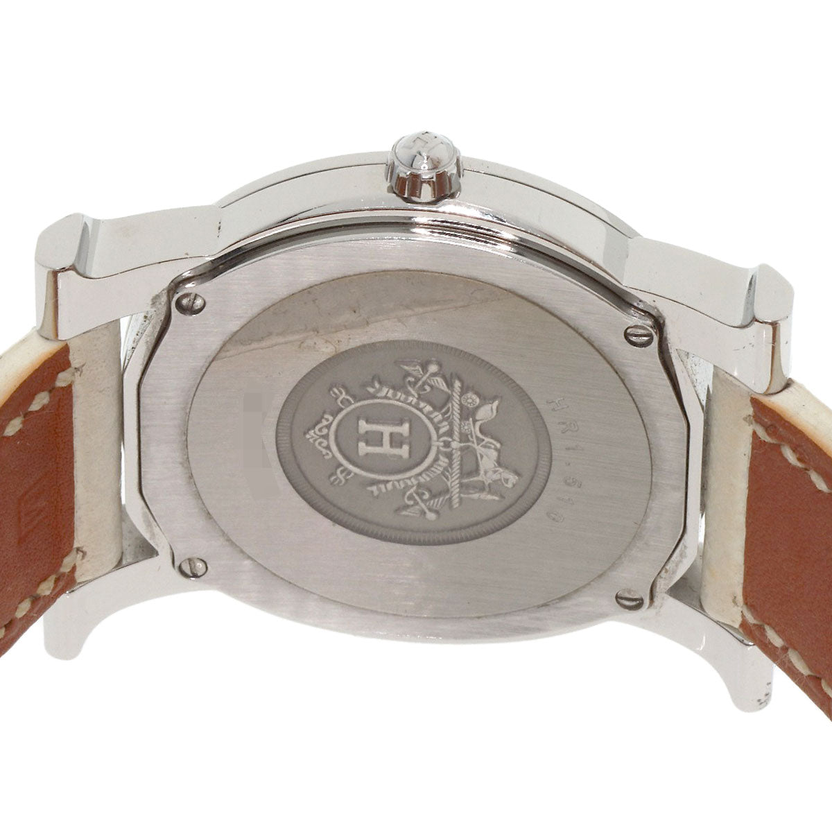 HERMES Watches Quartz HR1.510 Stainless Steel, Leather Silver H watch Rondo white dial Women Used