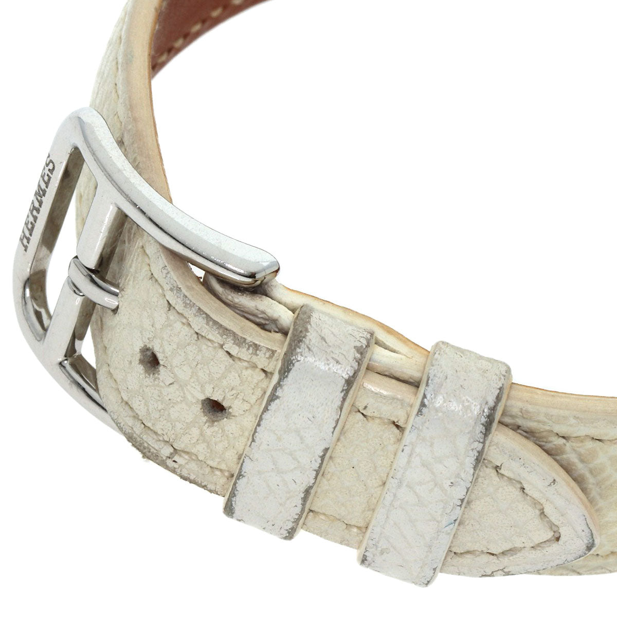 HERMES Watches Quartz HR1.510 Stainless Steel, Leather Silver H watch Rondo white dial Women Used