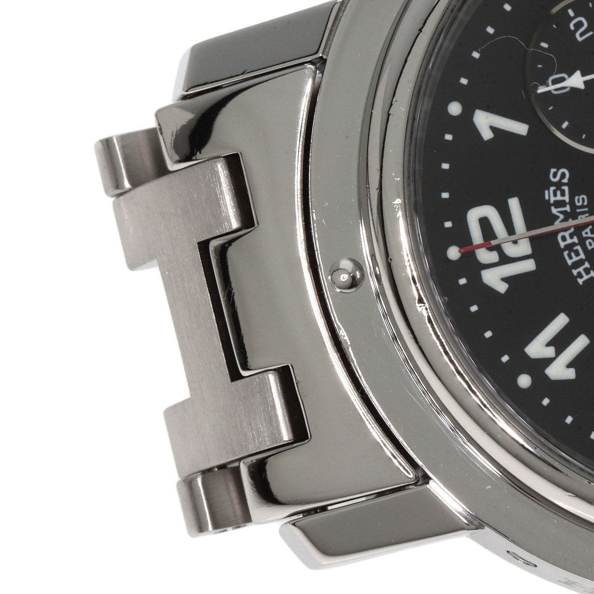 HERMES Watches Quartz CL1.910 Stainless Steel Silver Clipper Chronograph black dial