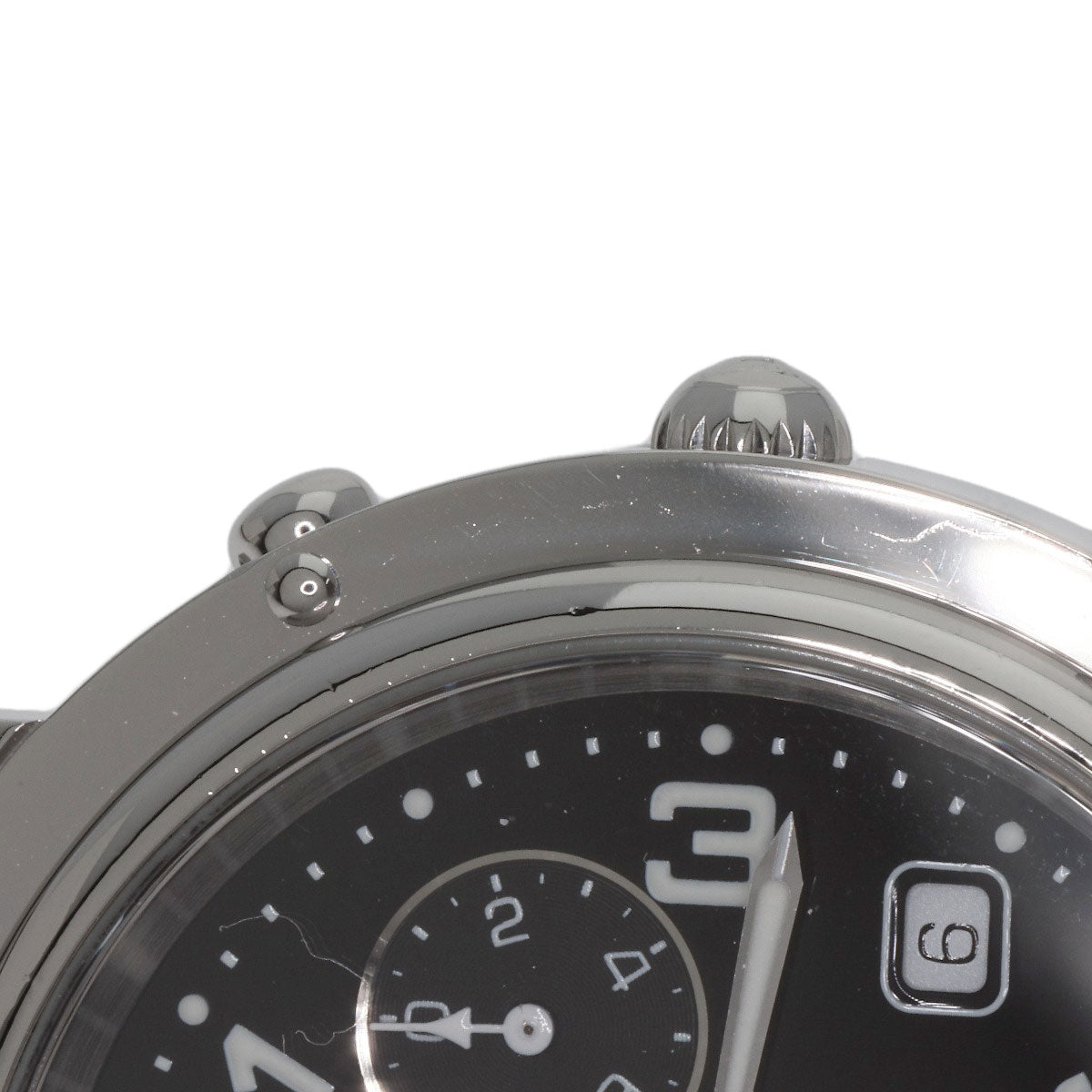 HERMES Watches Quartz CL1.910 Stainless Steel Silver Clipper Chronograph black dial