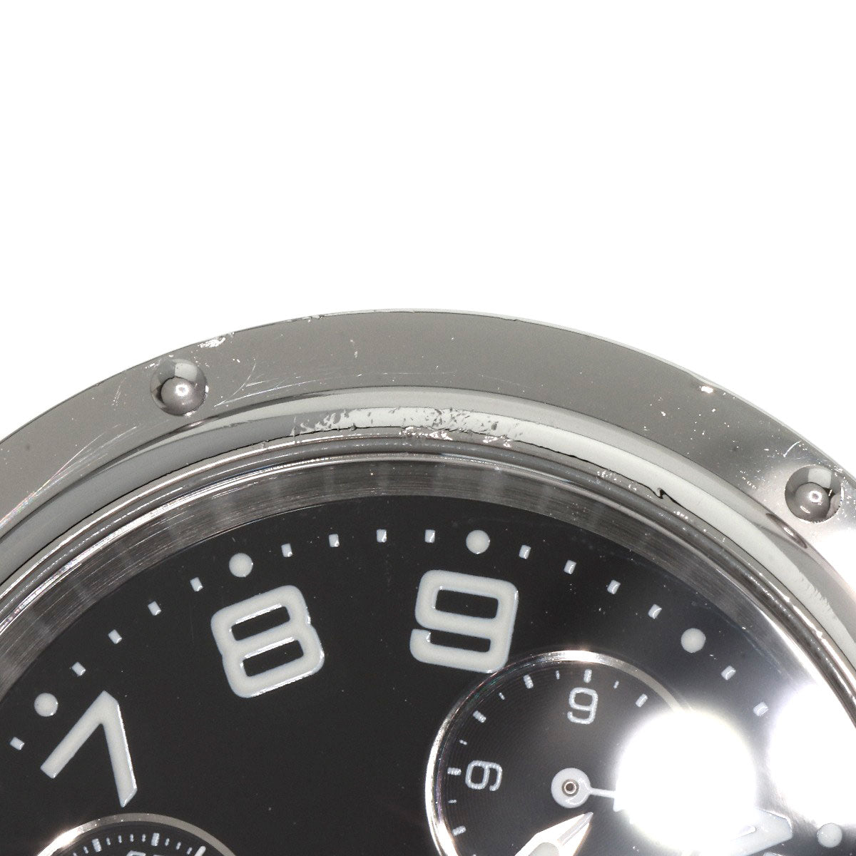 HERMES Watches Quartz CL1.910 Stainless Steel Silver Clipper Chronograph black dial