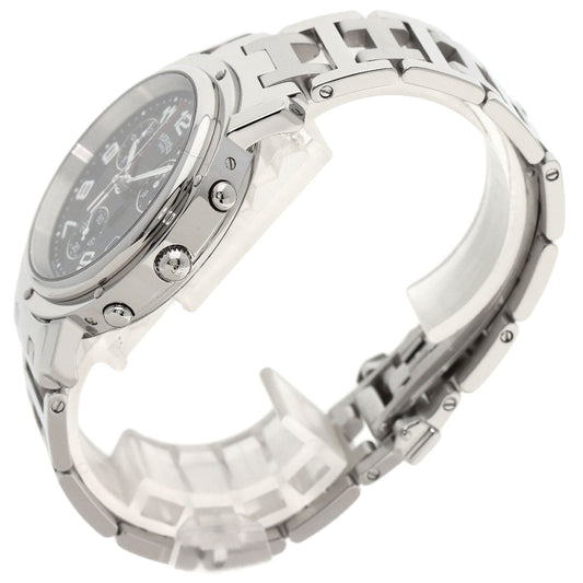 HERMES Watches Quartz CL1.910 Stainless Steel Silver Clipper Chronograph black dial