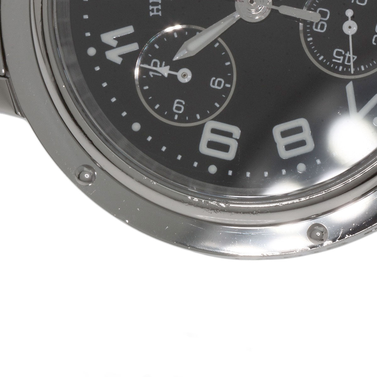 HERMES Watches Quartz CL1.910 Stainless Steel Silver Clipper Chronograph black dial