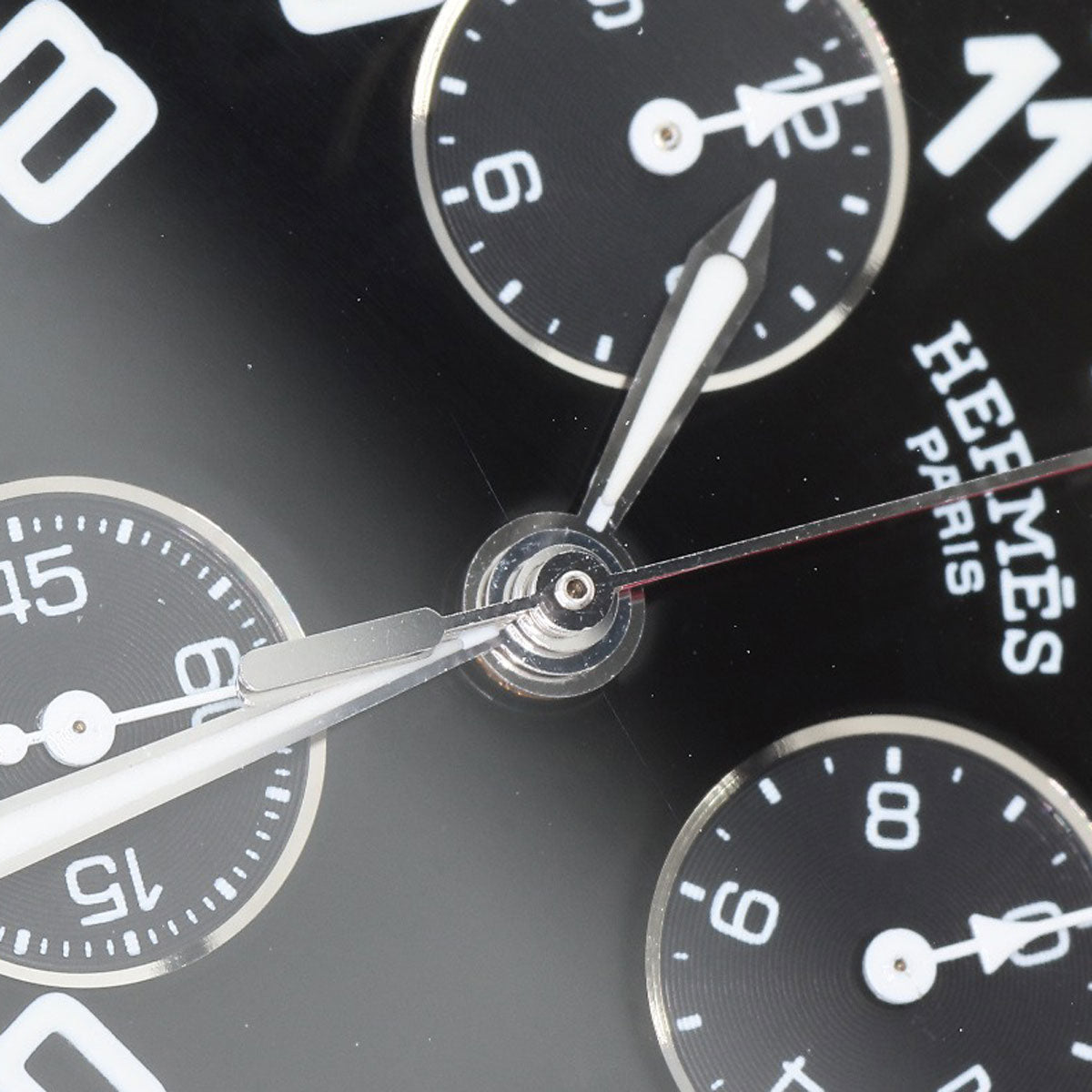 HERMES Watches Quartz CL1.910 Stainless Steel Silver Clipper Chronograph black dial