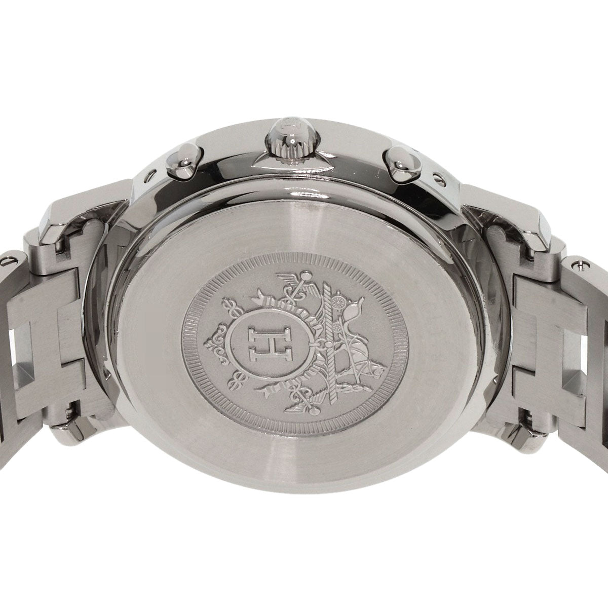 HERMES Watches Quartz CL1.910 Stainless Steel Silver Clipper Chronograph black dial